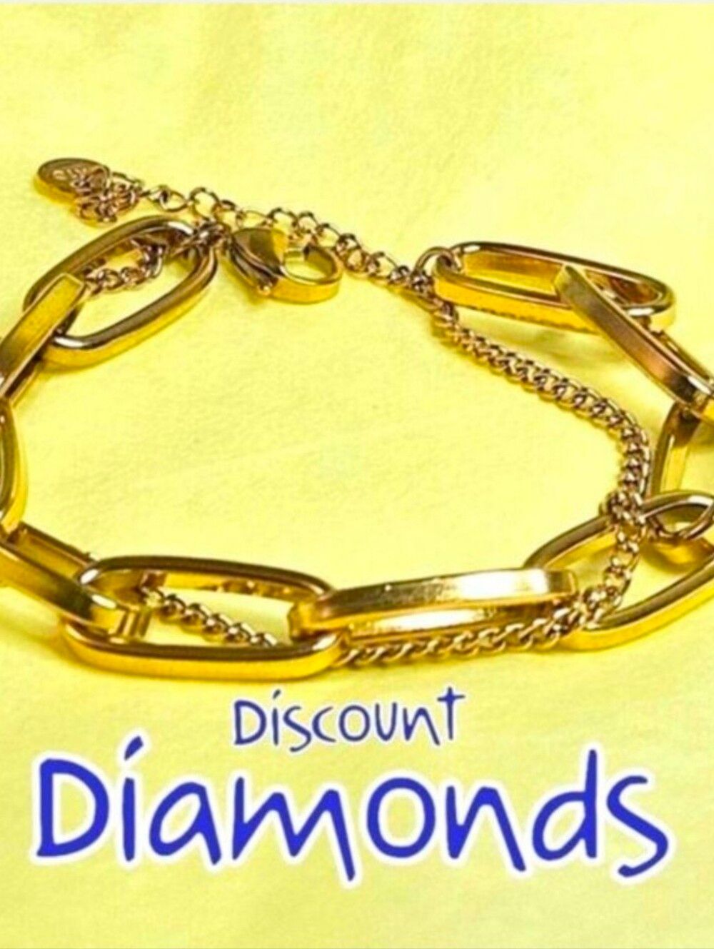 Double Chain Link Bracelet on 14K Yellow Gold over 925 Sterling Silver - Picture 3 of 8